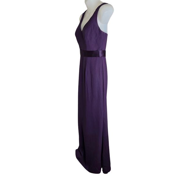 White by Vera Wang Formal Dress Size 2 Amethyst Purple Belt Lined Cut Out Back - Picture 5 of 8